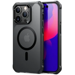 Telefontok iPhone 14 Pro Max - ESR AIR ARMOR HALOLOCK MagSafe kompatibilis áttetsző ütésálló hátlap tok, fekete kerettel