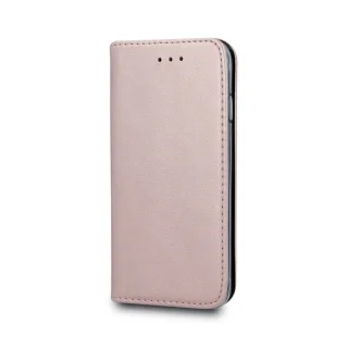 Telefontok Xiaomi Poco M5s - Smart Magnetic rose gold szilikon keretes mágneses könyvtok