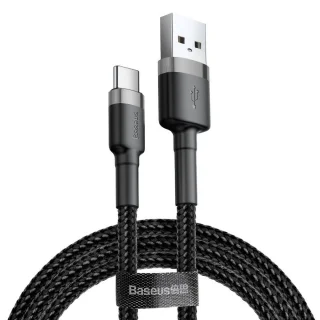 BASEUS Cafule - USB / Type-C (USB-C) fekete szövet adatkábel 2,4A, 2m 