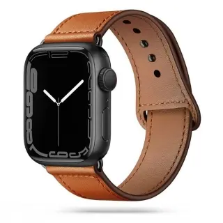 Apple Watch Series 4/5/6/7/8/9/SE (38 / 40 / 41 mm) okosóra szíj - TECH-PROTECT Leather barna bőr szíj 