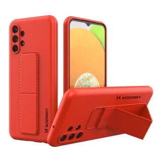 Telefontok Samsung Galaxy A23 5G - Wozinsky Kickstand piros kitámasztható szilikon hátlap tok