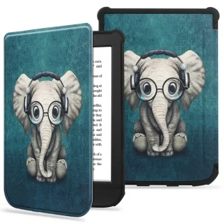 PocketBook Color / Touch Lux 4 / 5 / HD 3 - E-könyv/E-book olvasó tok, elefánt mintás