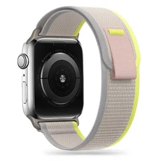 Apple Watch Series 4/5/6/7/8/9/Ultra/SE (42/44/45/49 mm) okosóra szíj - TECH-PROTECT Nylon bézs szövet szíj