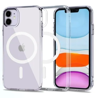 Telefontok iPhone 11 - Tech-Protect Magmat MagSafe kompatibilis átlátszó műanyag hátlap tok, szilikon kerettel