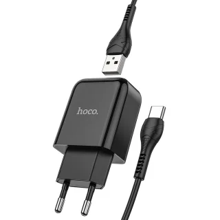 Töltő: HOCO - hálózati töltőfej 2A + Type-C (USB-C) adatkábel