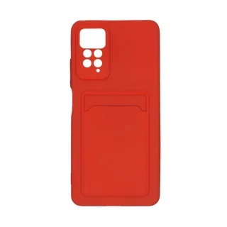 Telefontok Xiaomi Redmi Note 11 Pro / Note 11 Pro 5G - Forcell Card - piros kártyatartós szilikon hátlap tok