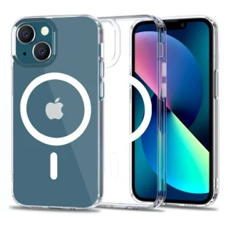 Telefontok iPhone 13 mini - Tech-Protect Magmat MagSafe kompatibilis átlátszó műanyag hátlap tok, szilikon kerettel