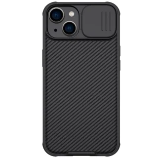 Telefontok iPhone 14 - Nillkin csúsztatható kameravédős fekete hátlap tok