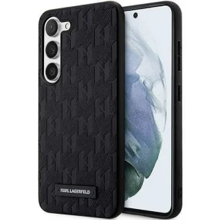 Telefontok Samsung Galaxy S23 - Karl Lagerfeld Saffiano Mono Metal Logo - fekete hátlap tok