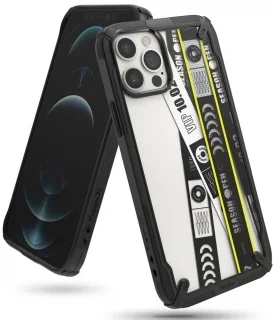 Telefontok iPhone 12 Pro - Ringke Fusion X Ticket band - mintás/átlátszó ütésálló hátlap tok