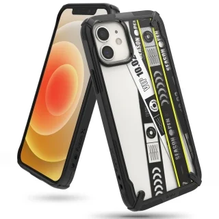 Telefontok iPhone 12 mini - Ringke Fusion X Ticket band - mintás/átlátszó ütésálló hátlap tok