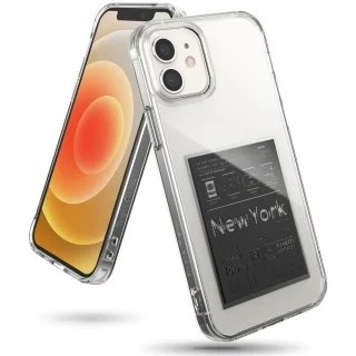 Telefontok iPhone 12 mini - Ringke Fusion X New York Label - mintás/átlátszó ütésálló hátlap tok
