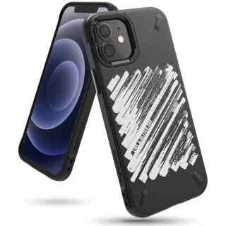 Telefontok iPhone 12 mini - Ringke Onyx Paint - fekete/mintás ütésálló hátlap tok