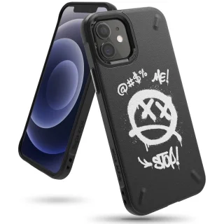Telefontok iPhone 12 mini - Ringke Onyx Graffiti - fekete/mintás ütésálló hátlap tok