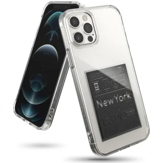 Telefontok iPhone 12 Pro - Ringke Fusion X New York Label - mintás/átlátszó ütésálló hátlap tok
