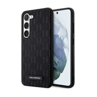 Telefontok Samsung Galaxy S23+ (S23 Plus) - Karl Lagerfeld Saffiano Mono Metal Logo - fekete hátlap tok