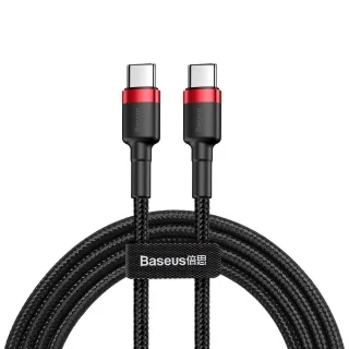 BASEUS CATKLF-H91 - Type-C (USB-C) / Type-C (USB-C) fekete szövet kábel, 2m, 2,4A