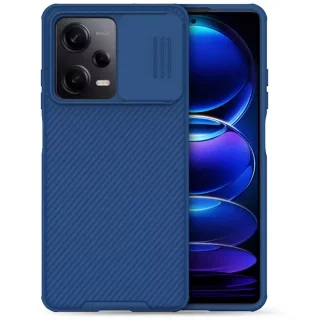 Telefontok Xiaomi Poco X5 Pro 5G - Nillkin csúsztatható kameravédős kék hátlap tok