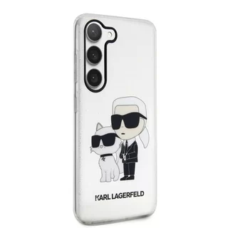 Telefontok Samsung Galaxy S23 - Karl Lagerfeld Karl and Choupette - átlátszó/csillámos műanyag hátlap tok