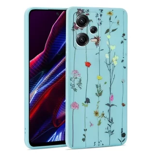 Telefontok Xiaomi Redmi Note 12 5G - Kék virágos kert hátlap tok