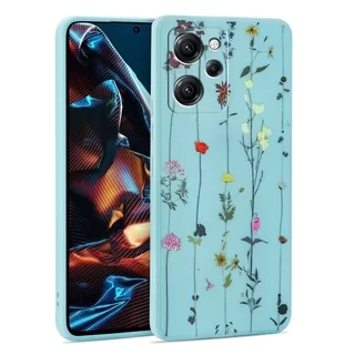Telefontok Xiaomi Poco X5 Pro 5G - Kék virágos kert hátlap tok