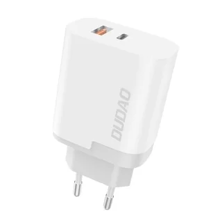 Telefon töltő: Dudao A6xs - USB / Type-C (USB-C) portos fehér hálózati gyors töltőfej, 3A