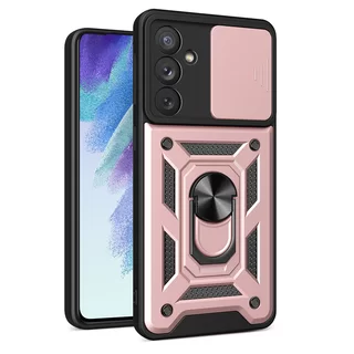 Telefontok Samsung Galaxy A54 5G - Hybrid Armor Camshield - pink szilikon tok, kitámasztó ujjgyűrűvel, csúsztatható kameravédővel