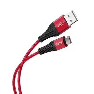 Kábel: HOCO X38 - USB / Type-C (USB-C) piros szövet gyorstöltő kábel 1m, 3A