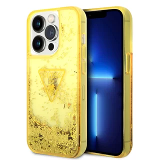 Telefontok iPhone 14 Pro - Guess Liquid Glitter - kemény hátlaptok - Sárga