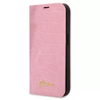 Telefontok iPhone 14 Pro Max - Guess Croco pink könyvtok