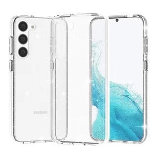 Telefontok Samsung Galaxy S23 - Glitter - átlátszó csillámos műanyag hátlap tok, szilikon kerettel