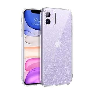 Telefontok iPhone 11 - Glitter - átlátszó csillámos műanyag hátlap tok, szilikon kerettel