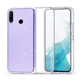 Telefontok Huawei P30 Lite - Glitter - átlátszó csillámos műanyag hátlap tok, szilikon kerettel