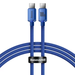 Kábel: Baseus Crystal Shine - Type-C / Type-C (USB-C) kék szövet kábel 120 cm, 5A