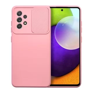 Telefontok Samsung Galaxy A52 / A52 5G / A52s 5G - Slider csúsztatható kameravédős pink szilikon hátlap tok
