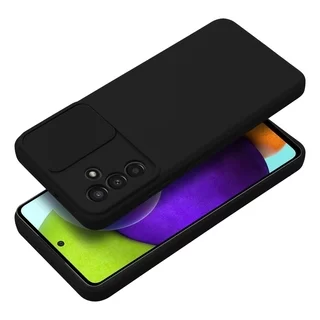 Telefontok Samsung Galaxy A14 5G - Slider csúsztatható kameravédős fekete szilikon hátlap tok