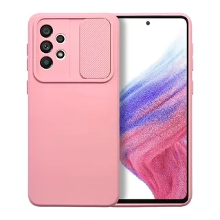 Telefontok Samsung Galaxy A33 5G - Slider csúsztatható kameravédős pink szilikon hátlap tok