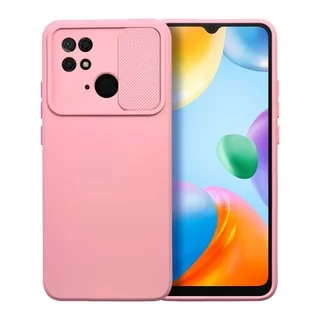 Telefontok Xiaomi Poco C40 - Slider csúsztatható kameravédős pink szilikon hátlap tok