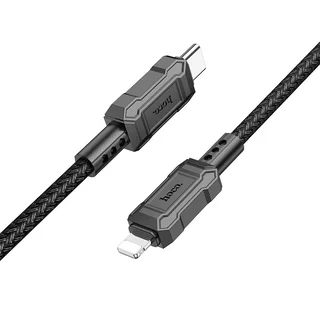 Kábel: HOCO X94 - Lightning / Type-C (USB-C) fekete szövet gyorstöltő kábel 1m, 2,4A