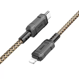 Kábel: HOCO X94 - Lightning / Type-C (USB-C) fekete/arany szövet gyorstöltő kábel 1m, 2,4A