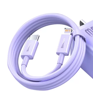 Kábel: BASEUS - Lightning / Type-C (USB-C) lila gyorstöltő kábel 1m, 20W