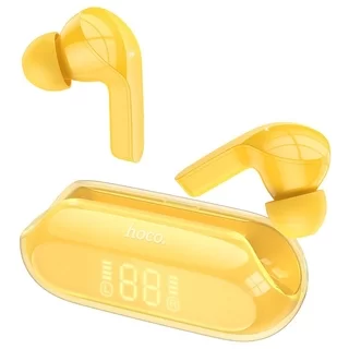 Headset: HOCO ENC EW39 - sárga bluetooth headset, töltő tokkal