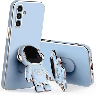 Telefontok Samsung Galaxy A54 5G - Asztronauta - kék/arany szilikon hátlap tok, kitámasztóval
