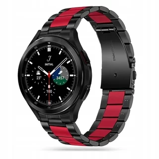 Samsung Galaxy Watch6 / Watch6 Classic okosóra fémszíj - fekete/piros fémszíj