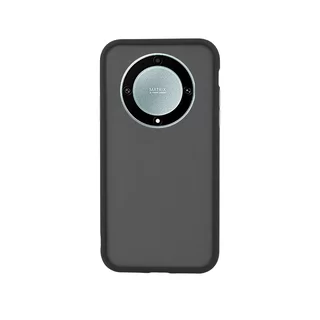 Telefontok Honor Magic5 Lite 5G - áttetsző fekete műanyag hátlaptok, fekete matt szilikon kerettel