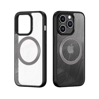 Telefontok iPhone 15 Pro - DUX DUCIS Aimo Mag - MagSafe kompatibilis átlátszó hátlap tok, fekete kerettel