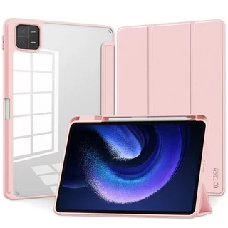 Tablettok XIAOMI PAD 6 (11,0 coll) - pink smart case tablet tok, átlátszó hátlappal, ceruza tartóval