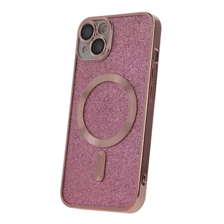 Telefontok iPhone 14 - Glitter Chrome - MagSafe kompatibilis pink / átlátszó szilikon tok