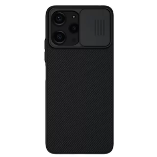 Telefontok Xiaomi Redmi 12 - Nillkin csúsztatható kameravédős fekete hátlap tok