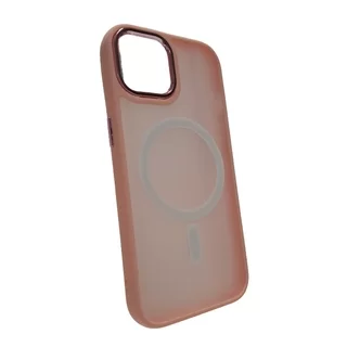 Telefontok iPhone 15 - MagSafe kompatibilis pink áttetsző műanyag hátlap tok, pink szilikon kerettel